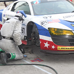 A change of front brake disc padsSunday race - Intercontinental Le Mans Cup - Zhuhai, China. Nov. 7th 2010. © Jay Ashton / United Autosports