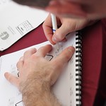 Danny Watts filling in a circuit feedback sheet